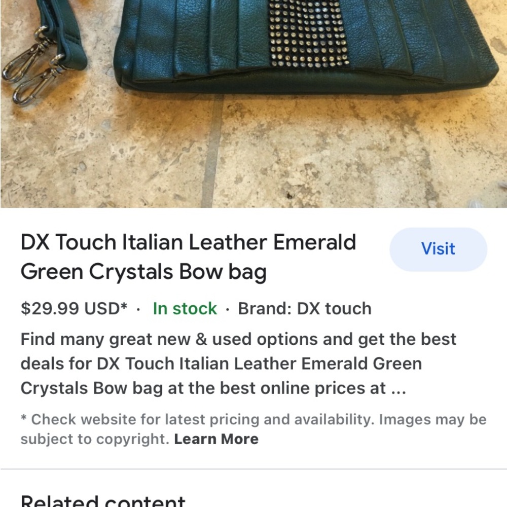 Italian Black Leather Bag Wristlet Purse Clutch by DX Touch - Picture 9 of 12